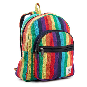 Compact and Sustainable: Boho Rainbow Mini Hemp Backpack Bag Freakmandu