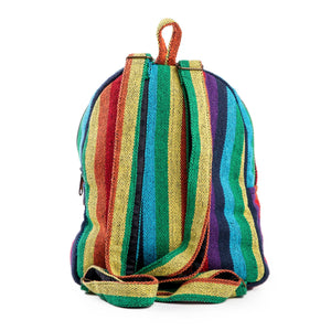 Compact and Sustainable: Boho Rainbow Mini Hemp Backpack Bag Freakmandu